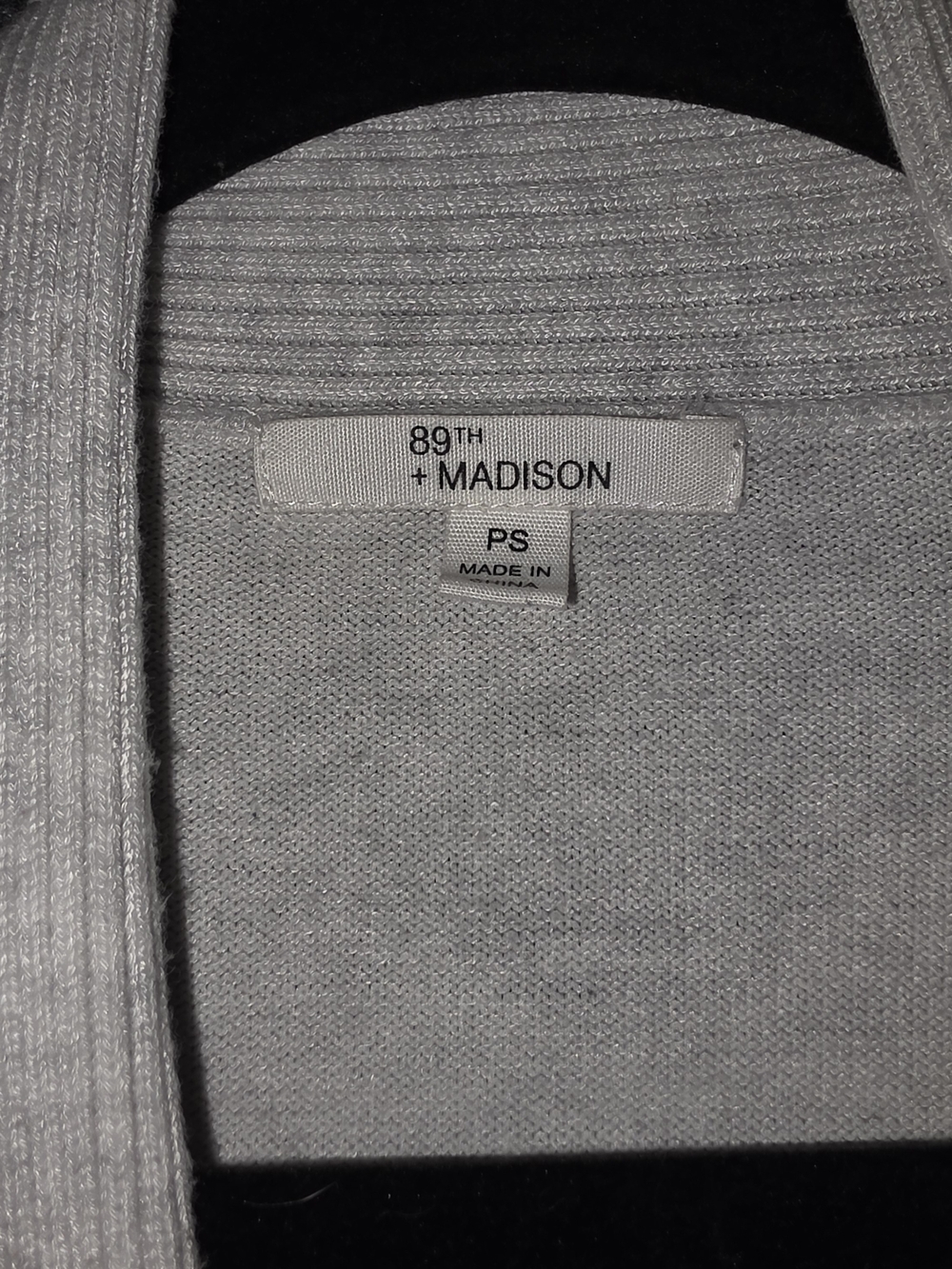 89th & Madison Light Gray Open-Front Ribbed Cardigan - Picture 2 of 5